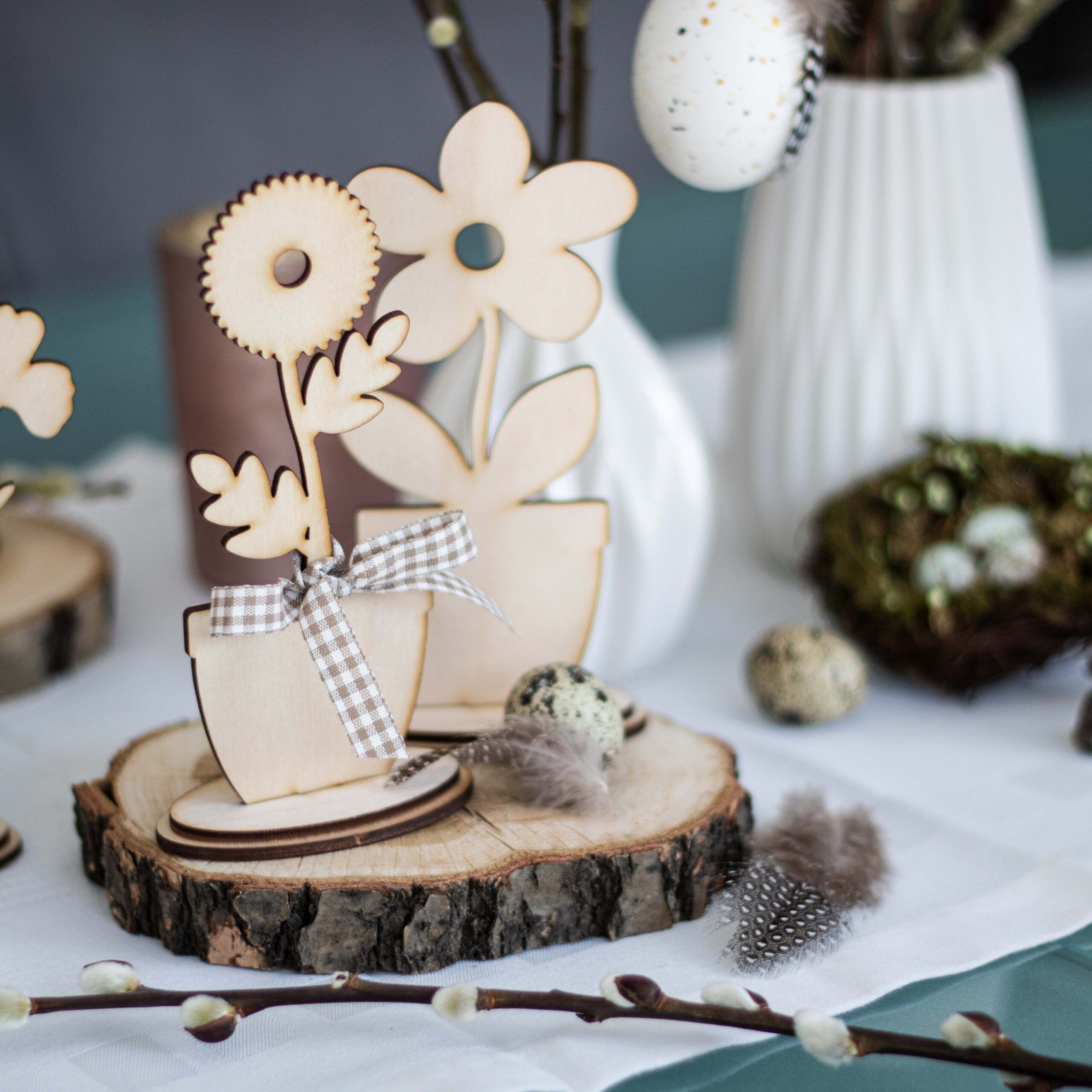Deko-Set Holzblumen
