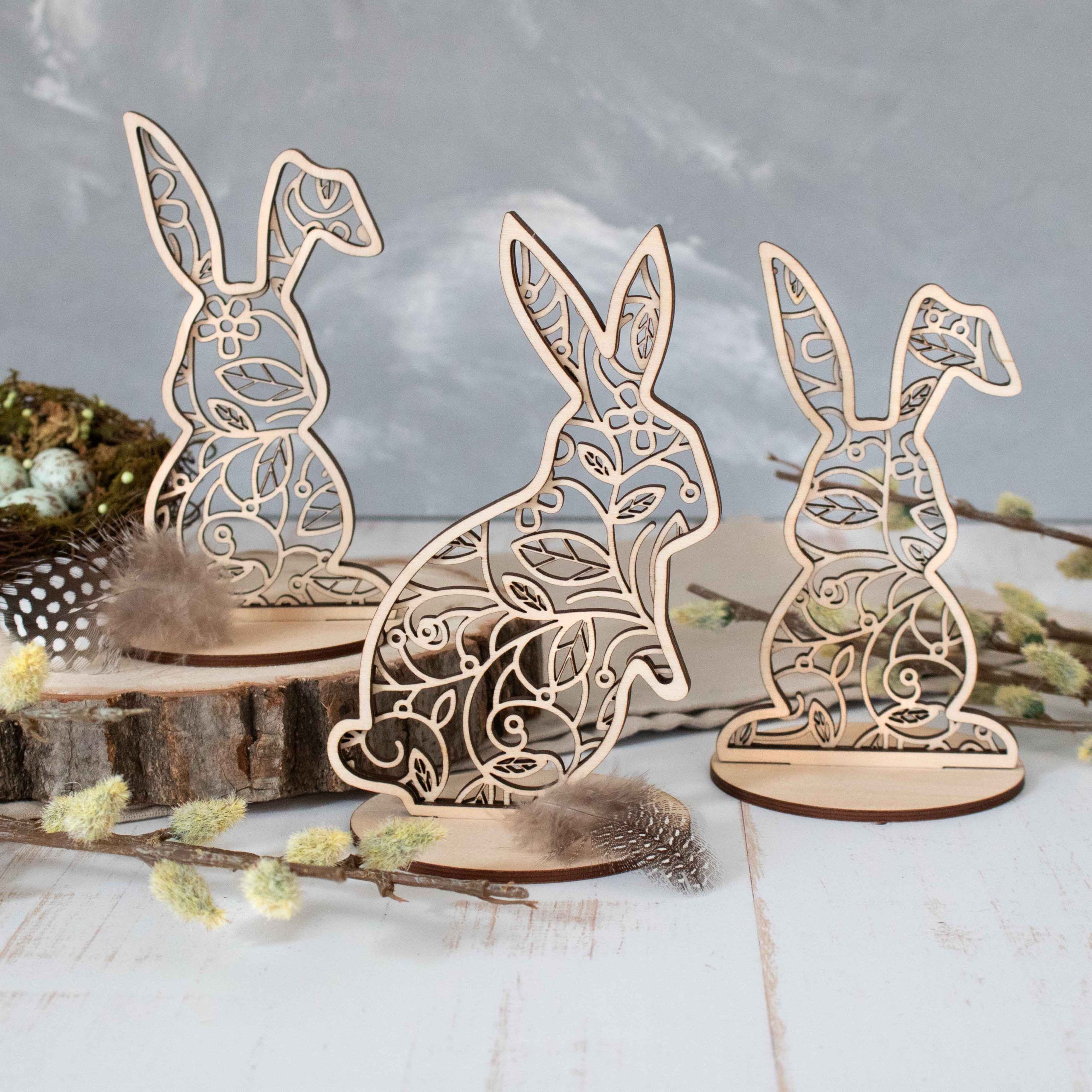 Hasen zum Zusammenstecken aus Holz