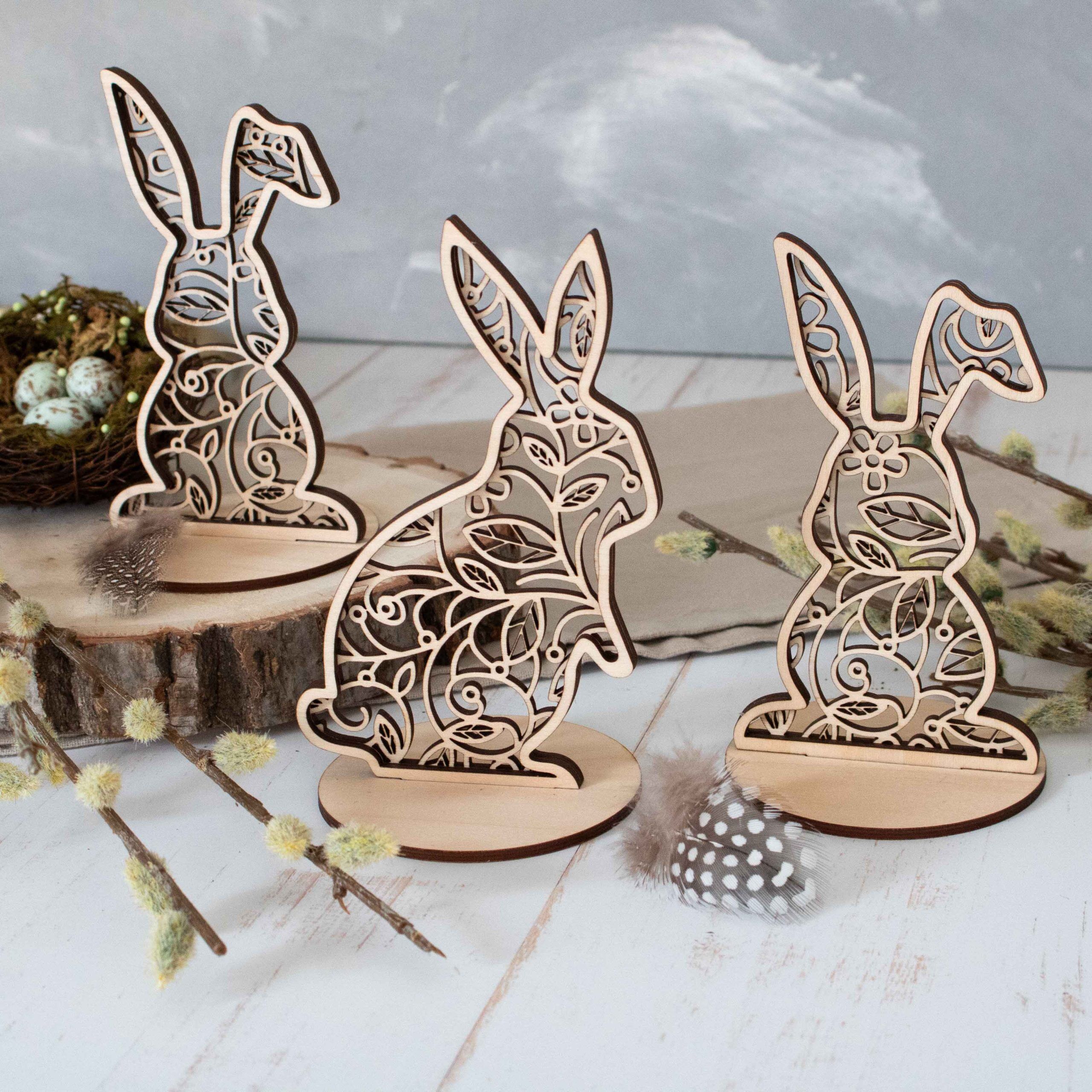 Hasen zum Zusammenstecken aus Holz