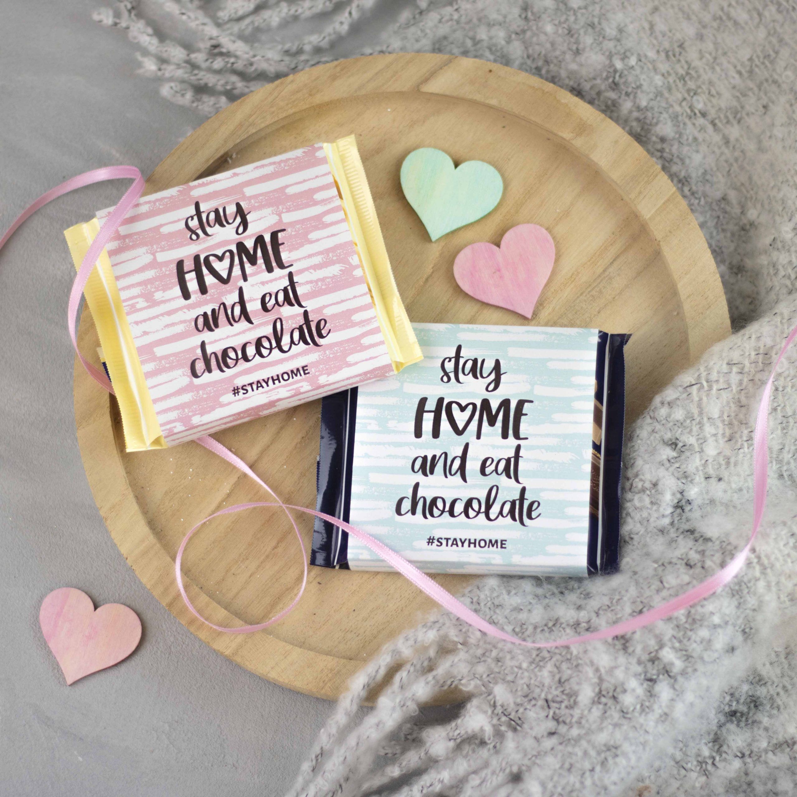 Printable stay home Schokoladenbanderole